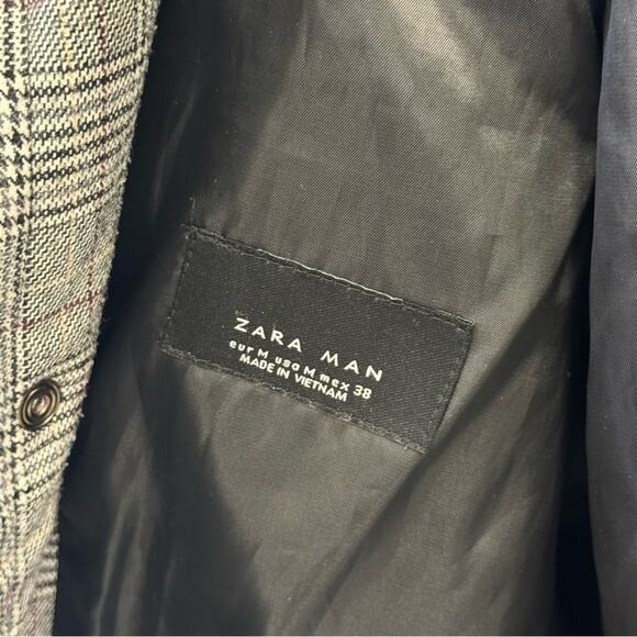 Zara Man Plaid Jacket Shaket with Hood Casual Windbreaker Med 6719/359/064 - Picture 6 of 13